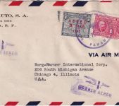 Panama - 5/8 C. Aero Überdruck + 1 C. Zwangszuschlag Luftpostbrief n. USA 1948