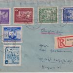 DDR - Nat. Aufbauprogramm Satz u.a. Einschreibebrief Herzberg (Elster) 1952