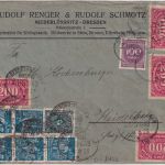 DR-Infla - 4x200 M. Queroval Brief Bahnpost Dresden Meissen Zug 649 8.8.23