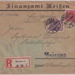 DR-Infla - 40+50 Pfg. Ziffer Dienst-Ortseinschreibebrief Meissen 4.1.21