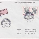 BRD - 400 Pfg. Frauen waagr. Paar Wertbrief (Label !) Reichstädt - Dresden 1994