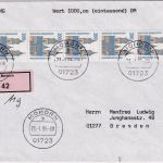 BRD - 5x200 Pfg. SWK Wertbrief (Label !) Mohorn - Dresden 23.1.95