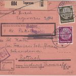 DR - 30+15 Pfg. Hindenburg Paketkarte Tegernsee - Rottach 1935