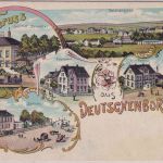 Sachsen - Deutschenbora Bahnhof Postamt etc. farb. Mehrbild-Litho ca. 1900