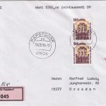 BRD - 2x500 Pfg. SWK Wertbrief (Label !) Papstdorf - Dresden 28.3.96