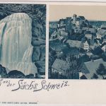 Sachsen - Hohnstein Ortsansicht Amselfall sw-Mehrbildlitho ungelaufen ca. 1900