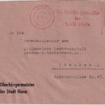 SBZ - Riesa 17.7.45 12 Pfg. AFS "Oberbürgermeister" Brief n. Dresden