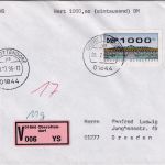 BRD - 1000 Pfg. ATM Sanssouci Wertbrief (Label !) Oberrottendorf Dresden 1.7.96