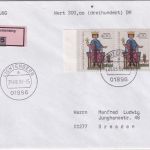BRD - 2x400 Pfg. Kaiser Friedrich II. Wertbrief (Label !) Lichtenberg 26.08.94