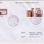 BRD - 300+500 Pfg. SWK Wertbrief (Label !) Steinigtwolmsdorf - Dresden 5.8.94