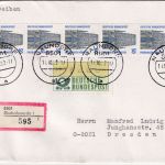BRD - 5x50 Pfg. SWK + 200 Pfg. ATM Einschreibebrief Naundorf/Bischofwerda 1992
