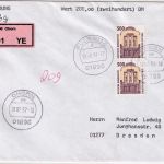 BRD - 2x500 Pfg. SWK Wertbrief (Label !) Pulsnitz/Ohorn - Dresden 19.6.97