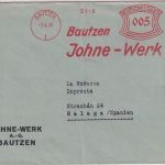 DR - Bautzen 1931 5 Pfg. AFS "Johne-Werk" Drucksache n. SPANIEN