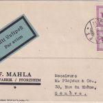 DR - 2x15 Pfg. Adler/Sockel Luftpostkarte i.d. SCHWEIZ Pforzheim - Genf 1934