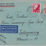 DR - 10+25 Pfg. Adler/Weltkugel Luftpostbrief n. UNGARN Stolpen (Sachs.) 1937