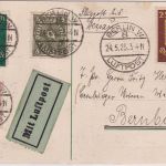 DR-Infla - 8 M. Posthorn u.a. Luftpostkarte Berlin W8 - Bernburg 24.5.23
