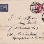 DR - 2x15+10 Pfg. Adler/Sockel Luftpostbrief n. TSCHECHIEN Dresden 1931