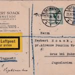 DR - 5+20 Pfg. Adler/Sockel Luftpostkarte n. JUGOSLAWIEN Darmstadt Gruz 21.9.26