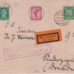 DR - 10 Pfg. Adler/Sockel u.a. Luftpostbrief Berlin - Niederpoyritz 1926