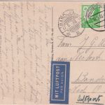 DR - 50+5 Pfg. Adler/Weltkugel Luftpostkarte n. NIEDERL. INDIEN Remscheid 1938