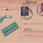 DR - 15 Pfg. Hindenburg Ganzsache/F-Teil+Zusatz Luftpostkarte München 1938