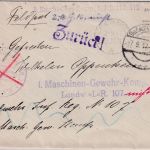 DR - Chemnitz 4 1917 Feldpostbrief an Landwehr-IR 107 - Retourvermerk Judaika