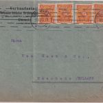 DR-Infla - 4x5 M. Posthorn Perfin "VS" Brief n. HOLLAND Chemnitz 9.10.22