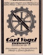 Sachsen - Chemnitz Vogel Ersatzteile f. Spinnerei- u. Weberei-Masch. Karte 1923