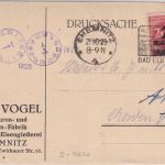 Sachsen - Chemnitz Vogel Ersatzteile f. Spinnerei- u. Weberei-Masch. Karte 1923