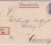 DR - 10+20 Pfg. Germania Einschreibebrief Limbach (Sachsen) - Chemnitz 1909