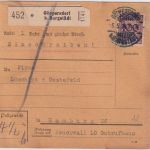 DR - 100 Pfg. Korbdeckel Paketkarte Göppersdorf b. Burgstädt - Hamburg 1924