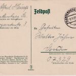 DR - Frankenberg (Sachs.) 9.10.39 Feldpostkarte an Fp.Nr. 07329