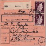DR - 2x60+20 Pfg. AH Paketkarte Hainichen - Weißenhorn 12.2.45/20.3.45 !!