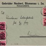 DR-Infla - 2x2 Mio./200 M. u.a. Firmenbrief Blumenau - München 15.10.23