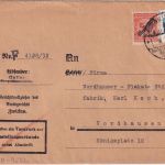 DR - 50 Pfg. Korbdeckel/Dienst u.a. Zustellurkunde Zwickau - Nordhausen 1932