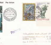 Vatikan/Saudi Arabien - Zuleitungspost LH-Erstflug FFM - Riyad 1987 Lagergebühr