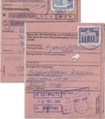 DDR - 80+40 Pfg. Aufbau Postanweisung Zella-Mehlis - Grüna 1990