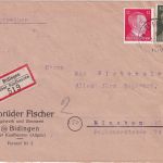 DR - Bidingen ü. Kaufbeuren Poststelle I nachv. K1 Einschreibebrief 8. MAI 44