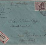DR-Infla - 2x1 Mrd. Korbdeckel Einschreibebrief Klingenthal - Plauen 11.11.23
