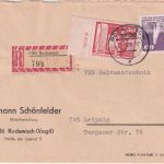 DDR - 60+30 Pfg. Aufbau Einschreibebrief Rodewisch - Leipzig 1980