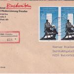 DDR - 2x35 Pfg. KZ Sachsenhausen Einschreibebrief Dresden - Weinböhla 13.6.89