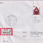 BRD - 450 Pfg. SWK Einschreibebrief Plauen - Dresden 1997 R-Zettel-Fehler !!