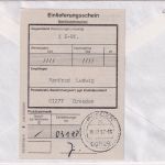BRD - 450 Pfg. SWK Einschreibebrief Plauen - Dresden 1997 R-Zettel-Fehler !!