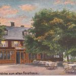 Sachsen - Bad Elster Schänke zum alten Forsthaus farb. Künstler-AK gelaufen 1923