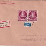 Berlin - 2x40 Pfg. Glocke rechts Einschreibebrief Passau - Haiger 1952