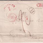 Bayern/Frankreich - Kitzingen 12/6 roter HKS Portobrief n. Beaume 1844