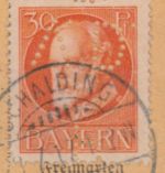 Bayern - 30 Pfg. Ludwig Perfin "VDP" Paketkarte/Selbstbucher Schalding 1917