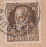 Bayern - 3 Pfg. Ludwig Perfin "GB" Drucksachenkarte Regensburg - Mitwitz 1916