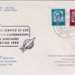 BRD - 15+20 Pfg. Bed. Deutsche Perfin "DRG" SAS-Sonderflug Hamburg 1963