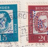 BRD - 15+20 Pfg. Bed. Deutsche Perfin "DRG" SAS-Sonderflug Hamburg 1963